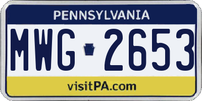 PA license plate MWG2653