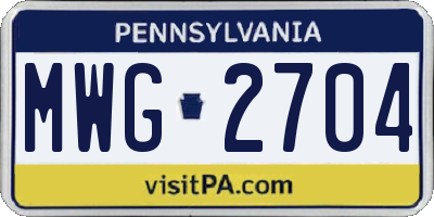 PA license plate MWG2704