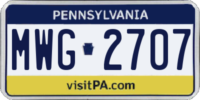 PA license plate MWG2707