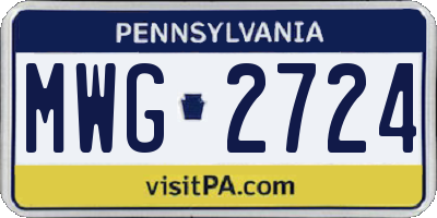 PA license plate MWG2724