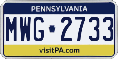PA license plate MWG2733