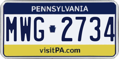 PA license plate MWG2734
