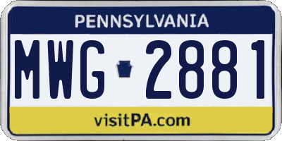 PA license plate MWG2881