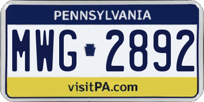 PA license plate MWG2892