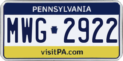 PA license plate MWG2922
