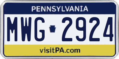 PA license plate MWG2924