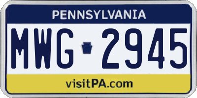 PA license plate MWG2945