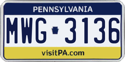 PA license plate MWG3136