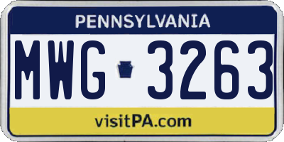 PA license plate MWG3263