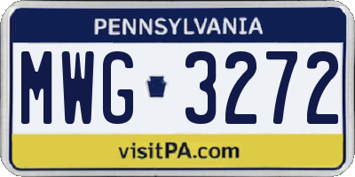 PA license plate MWG3272