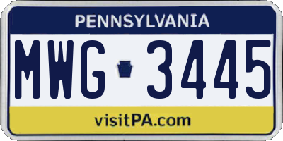 PA license plate MWG3445