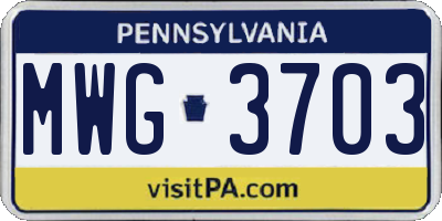 PA license plate MWG3703