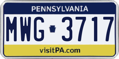 PA license plate MWG3717
