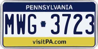 PA license plate MWG3723