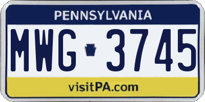 PA license plate MWG3745