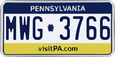 PA license plate MWG3766