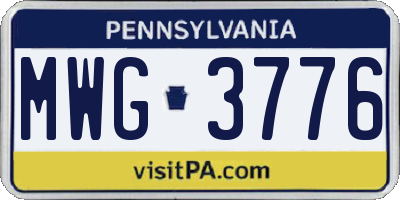 PA license plate MWG3776