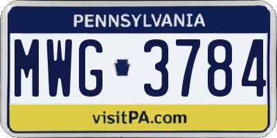 PA license plate MWG3784