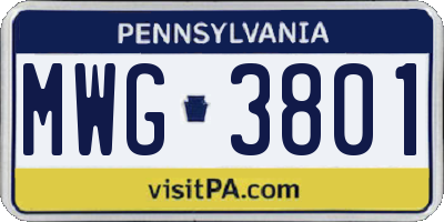 PA license plate MWG3801