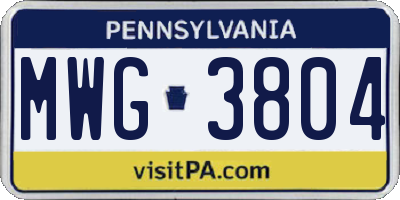 PA license plate MWG3804