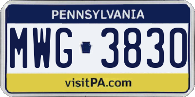 PA license plate MWG3830