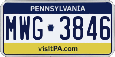 PA license plate MWG3846