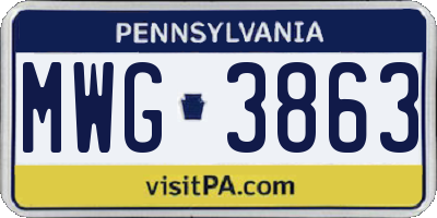 PA license plate MWG3863