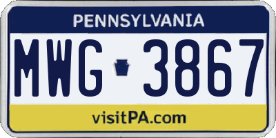 PA license plate MWG3867