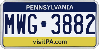PA license plate MWG3882