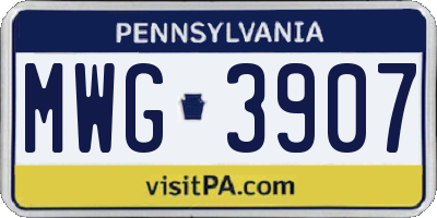 PA license plate MWG3907