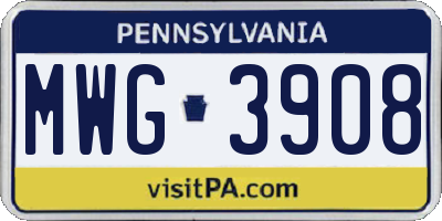 PA license plate MWG3908