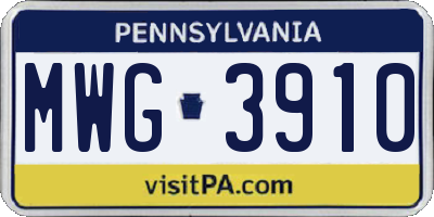 PA license plate MWG3910