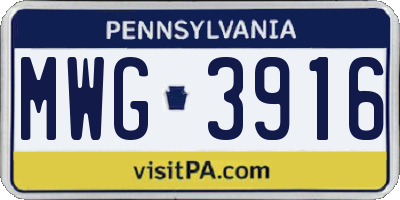 PA license plate MWG3916