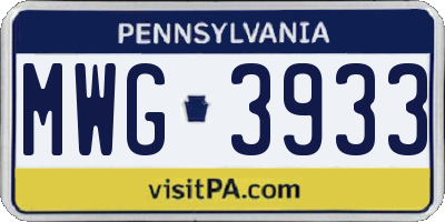 PA license plate MWG3933