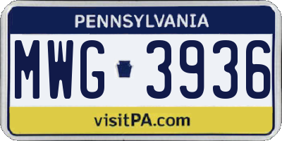 PA license plate MWG3936
