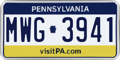 PA license plate MWG3941