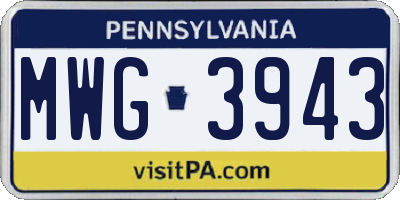 PA license plate MWG3943