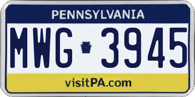 PA license plate MWG3945