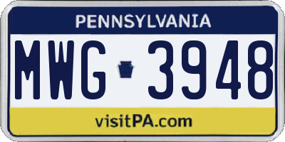 PA license plate MWG3948