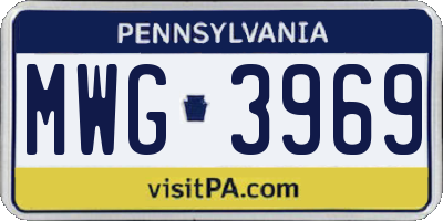 PA license plate MWG3969