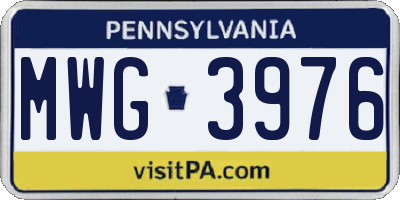 PA license plate MWG3976