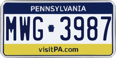 PA license plate MWG3987
