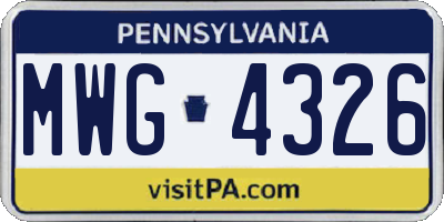 PA license plate MWG4326