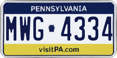 PA license plate MWG4334