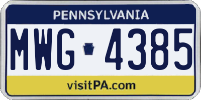 PA license plate MWG4385