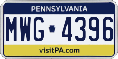 PA license plate MWG4396