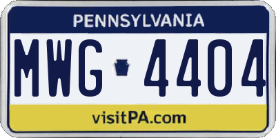 PA license plate MWG4404