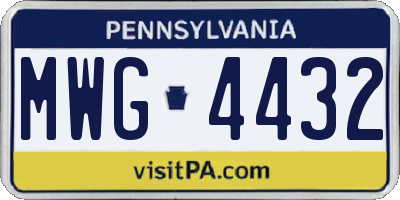 PA license plate MWG4432