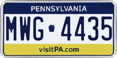 PA license plate MWG4435