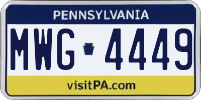 PA license plate MWG4449